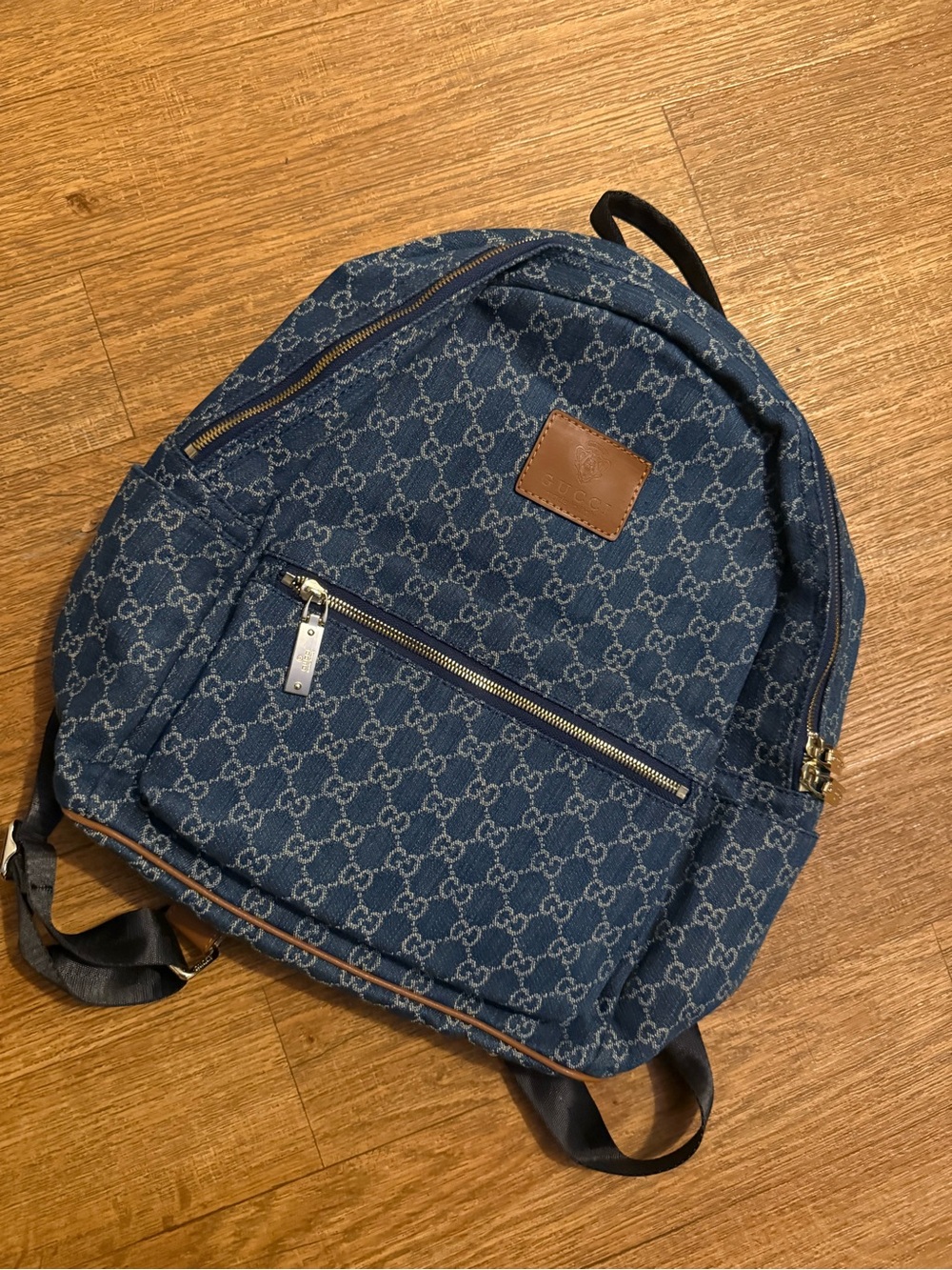 Blue denim fashion inspired backpack